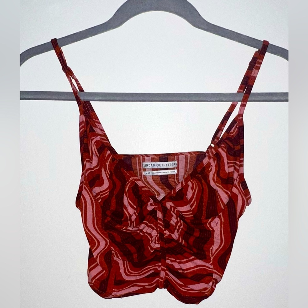 Red cropped tank top